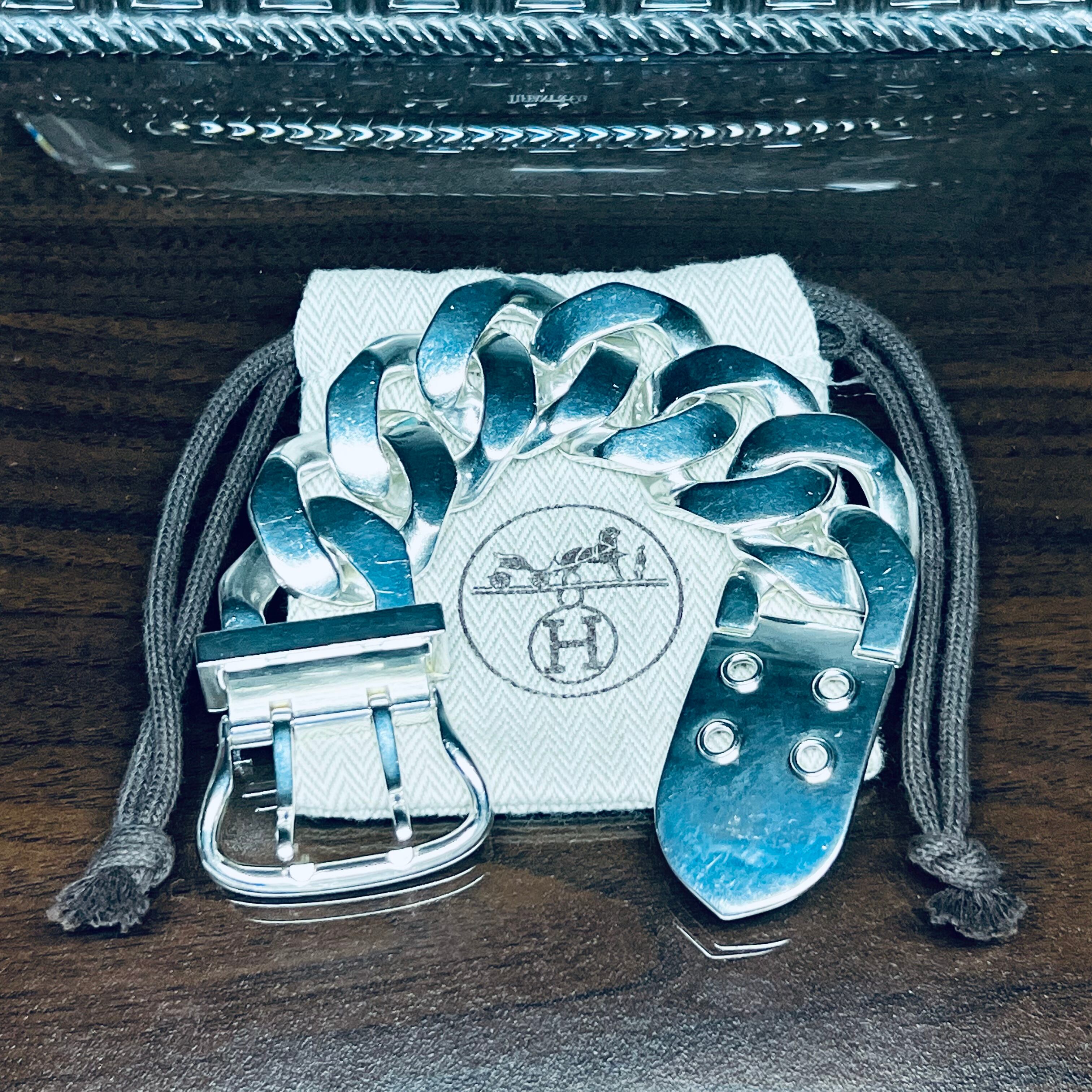 HERMES Boucle Sellier Bracelet TGM Sterling Silver | エルメス