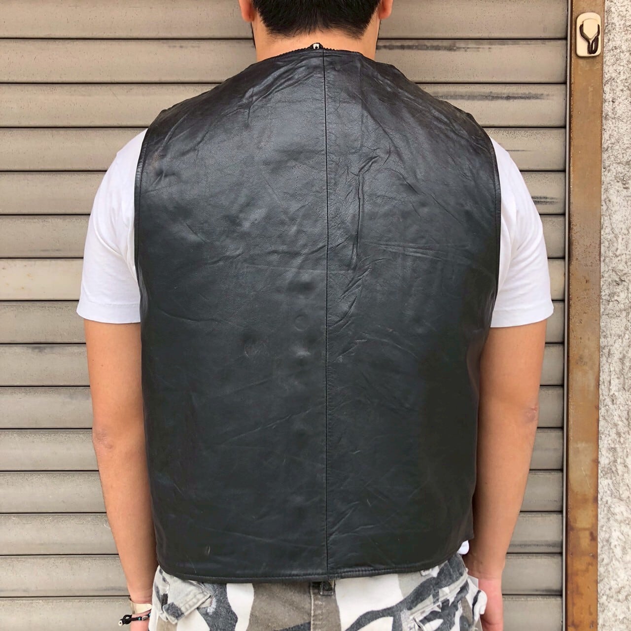 90s US製 HOUNDTREE&YORKE》本革 ヴィンテージ レザーベスト MCクラブ