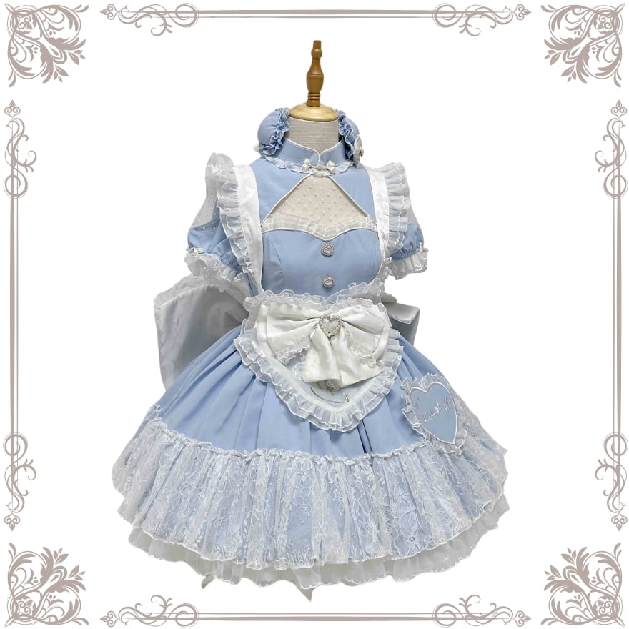 チャイナ風 メイドワンピ 5点セット 服 天使界隈 水色ロリータ｜天使と