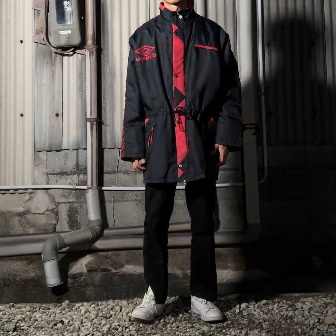 美品 アンブロ 極暖ベンチコート ロングダウンコート フード取外し