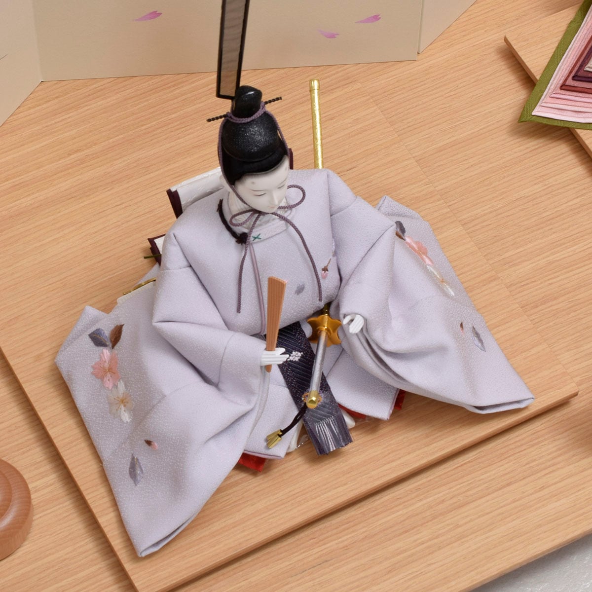 雛人形 親王飾り【手刺繍桜】清水久遊｜手描き屏風｜モダン｜おしゃれ