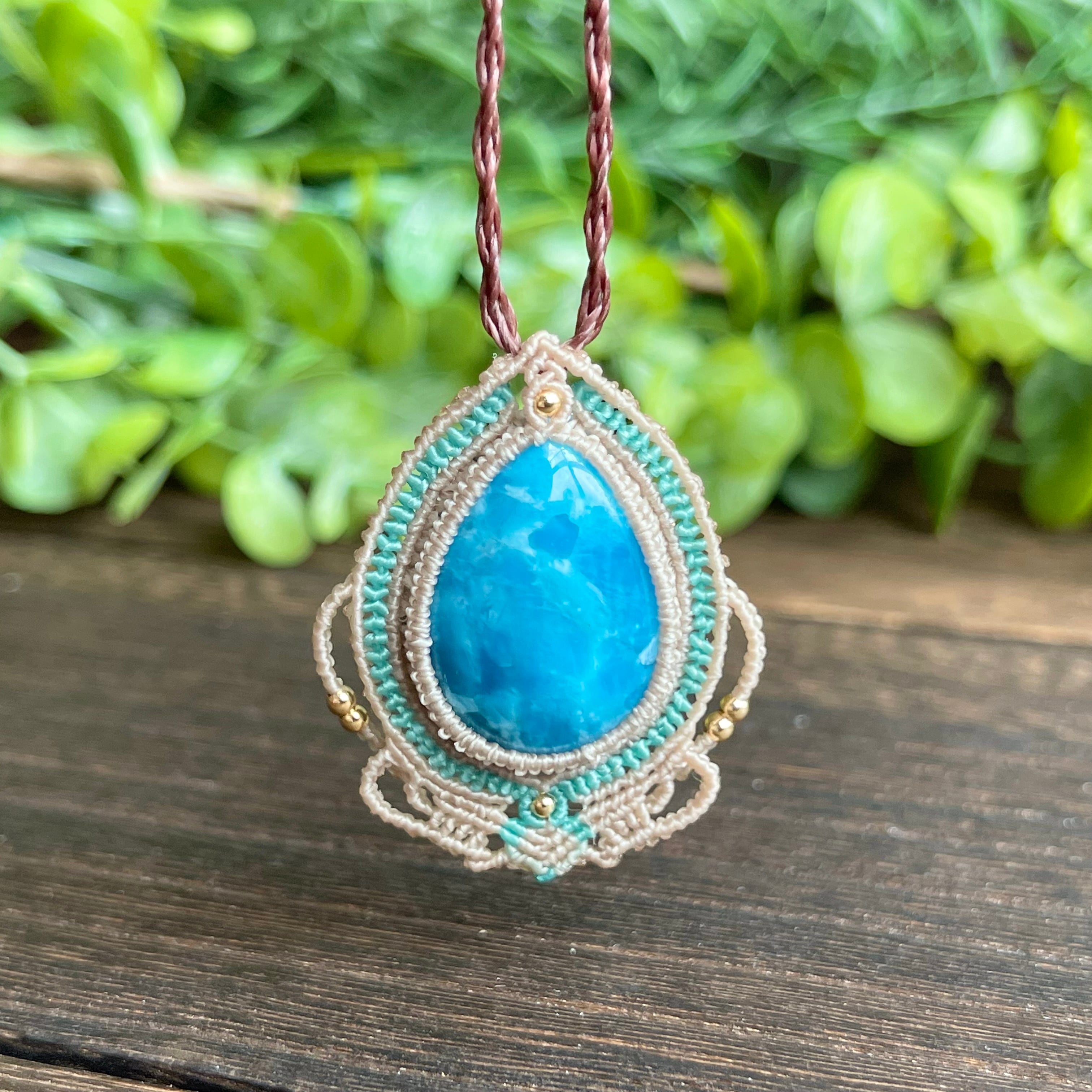 ブルーアパタイト（マクラメネックレス/天然石アクセサリー