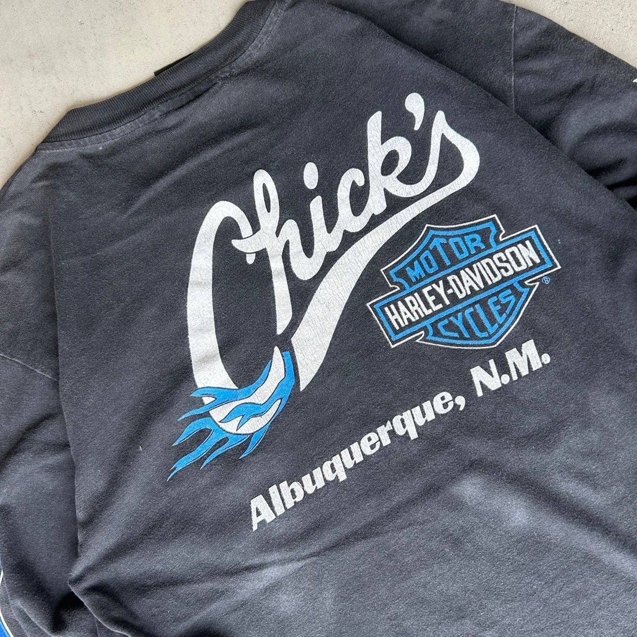 90s Harley-Davidson Blue flame Fire pattern ハーレーダビッドソン L