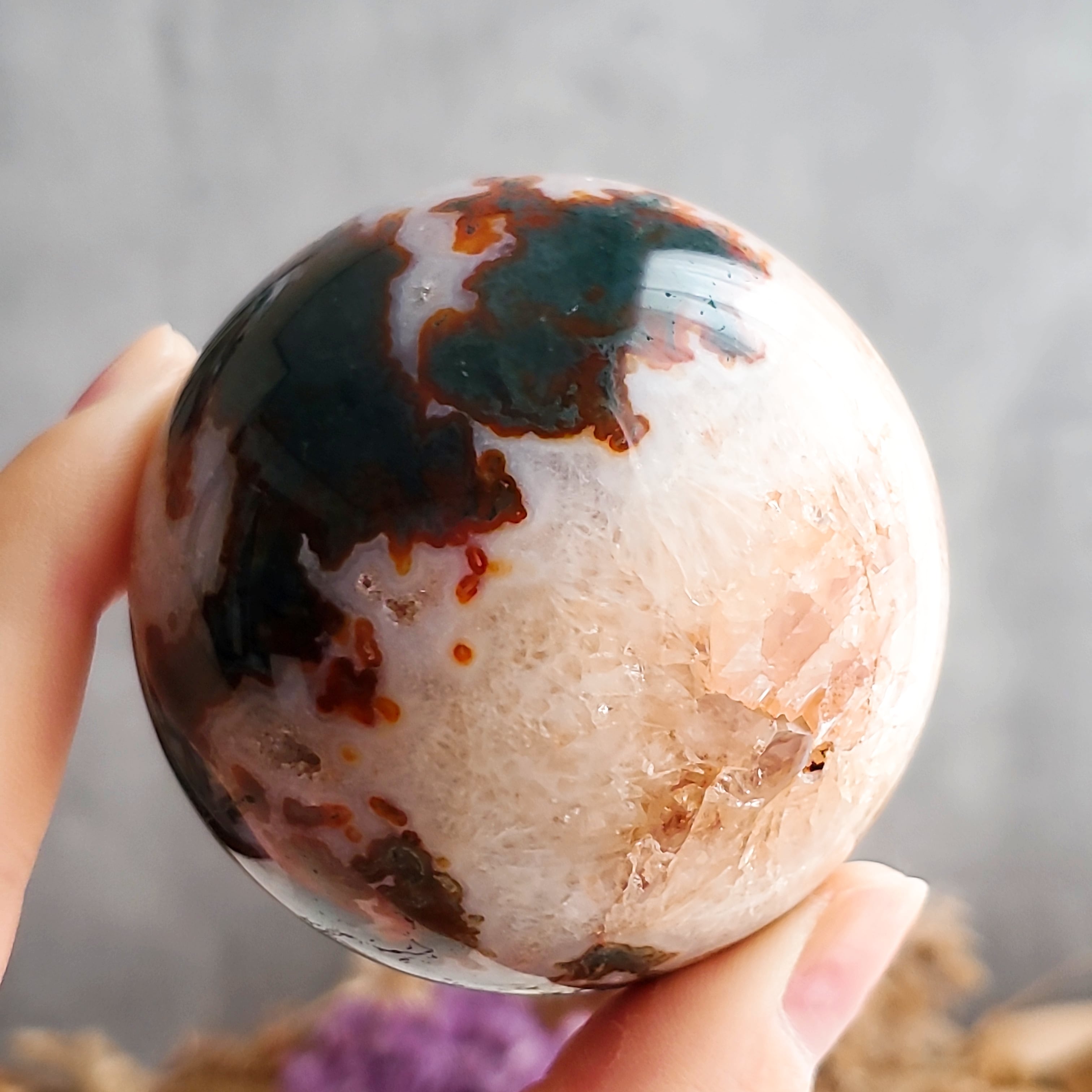 レッドモスアゲート スフィア | ホシノカケラ STONE/AROMA/ART