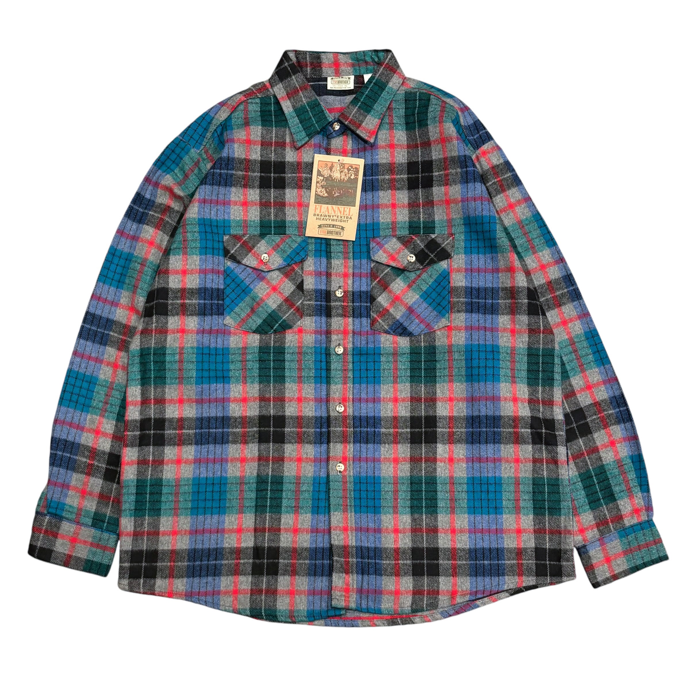 DEADSTOCK 90's USA製 FIVE BROTHER Heavy Flannel Shirt XL