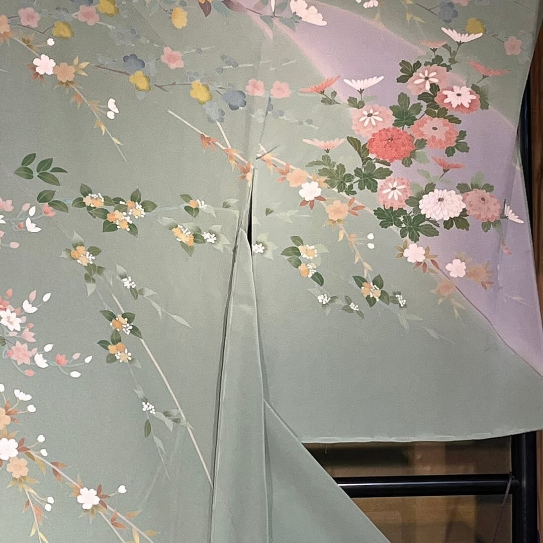 未仕立て訪問着単品 若竹色 正絹着物 仮絵羽 （仕立て代込み） | 鱗屋