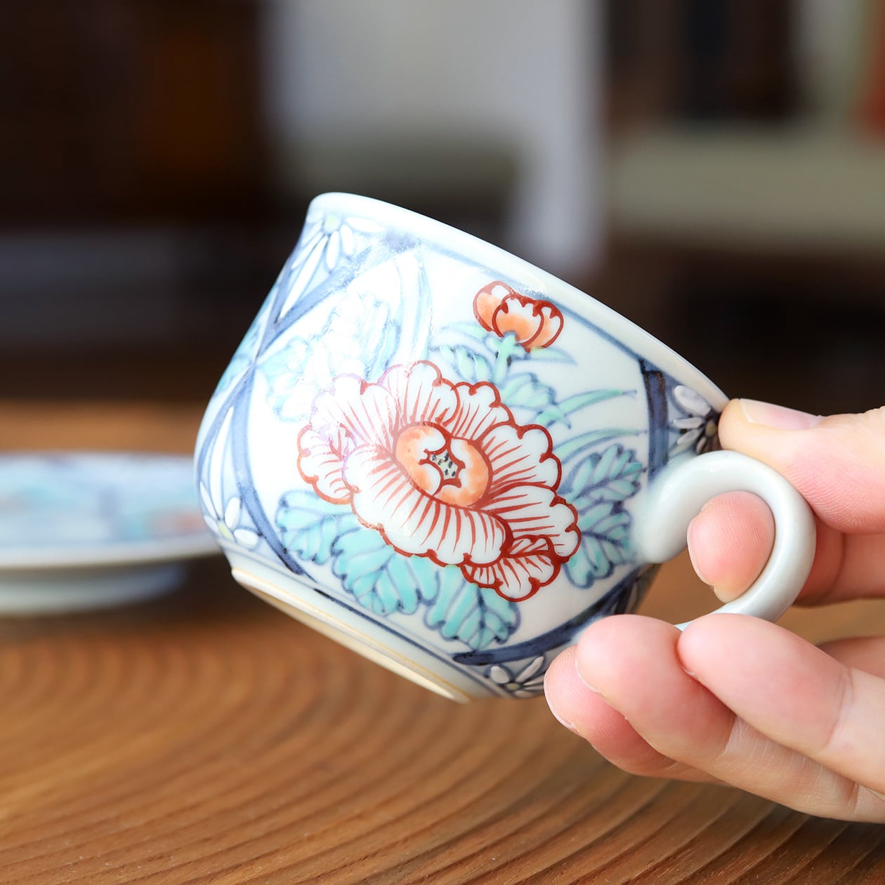 六代・佐藤走波 染錦牡丹紋 コーヒー碗皿 （有田焼） | にっこう生活館