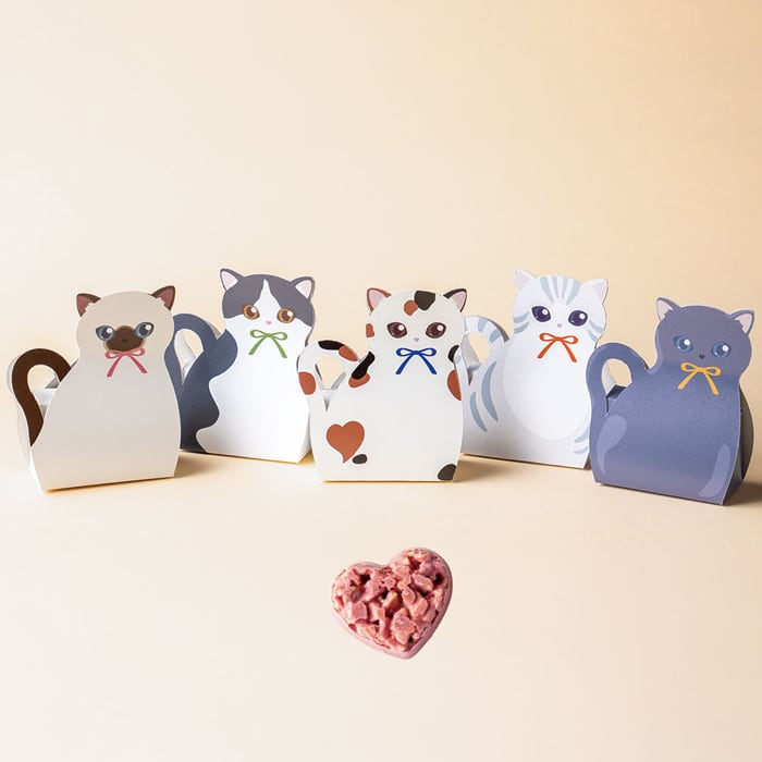 猫ちゃん プチギフト 1個 ハート型チョコレートクランチ1粒入り 猫の