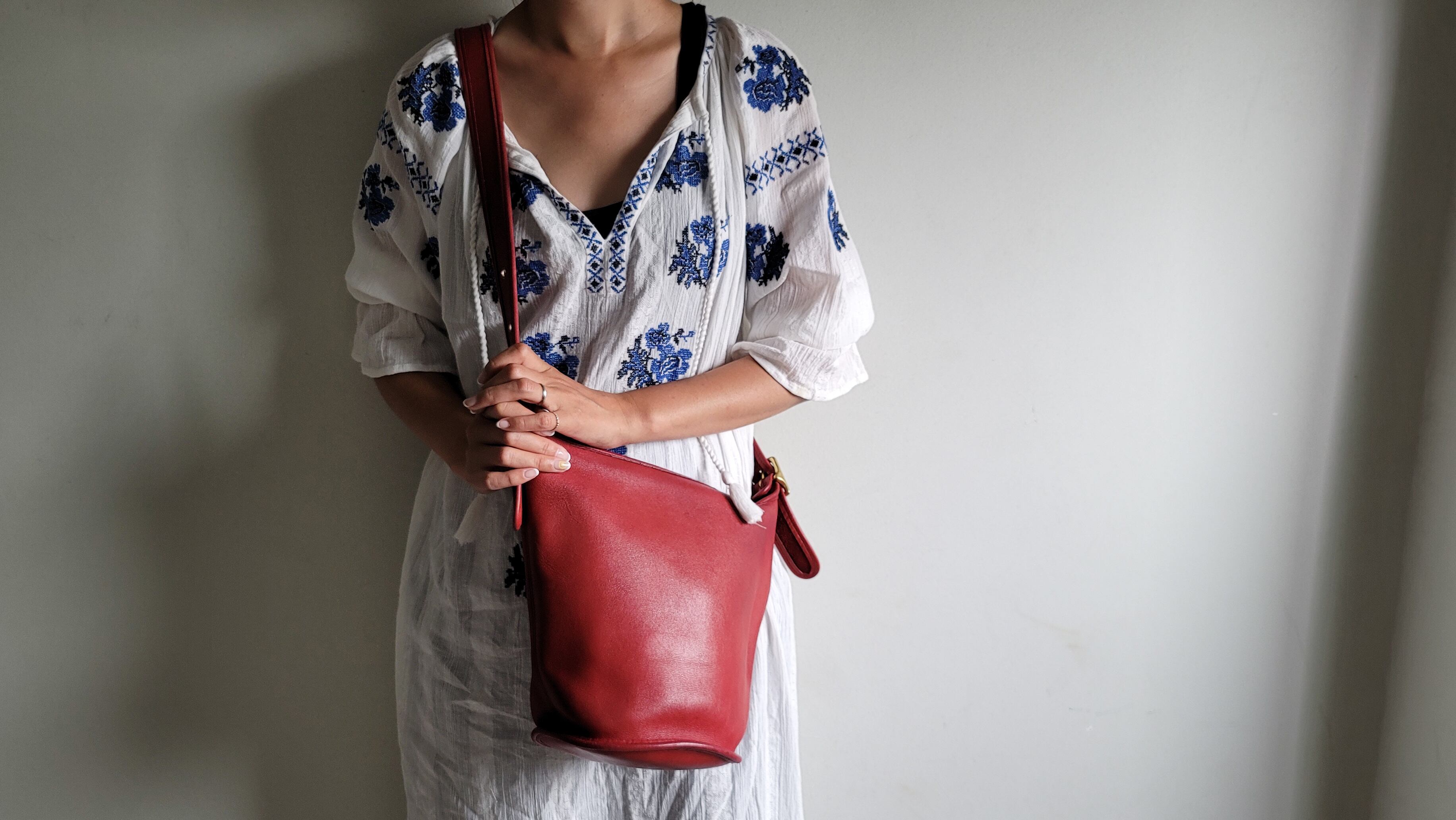 オールドコーチ ☆ USA製 レザー ダッフル ショルダーバッグ ダブル