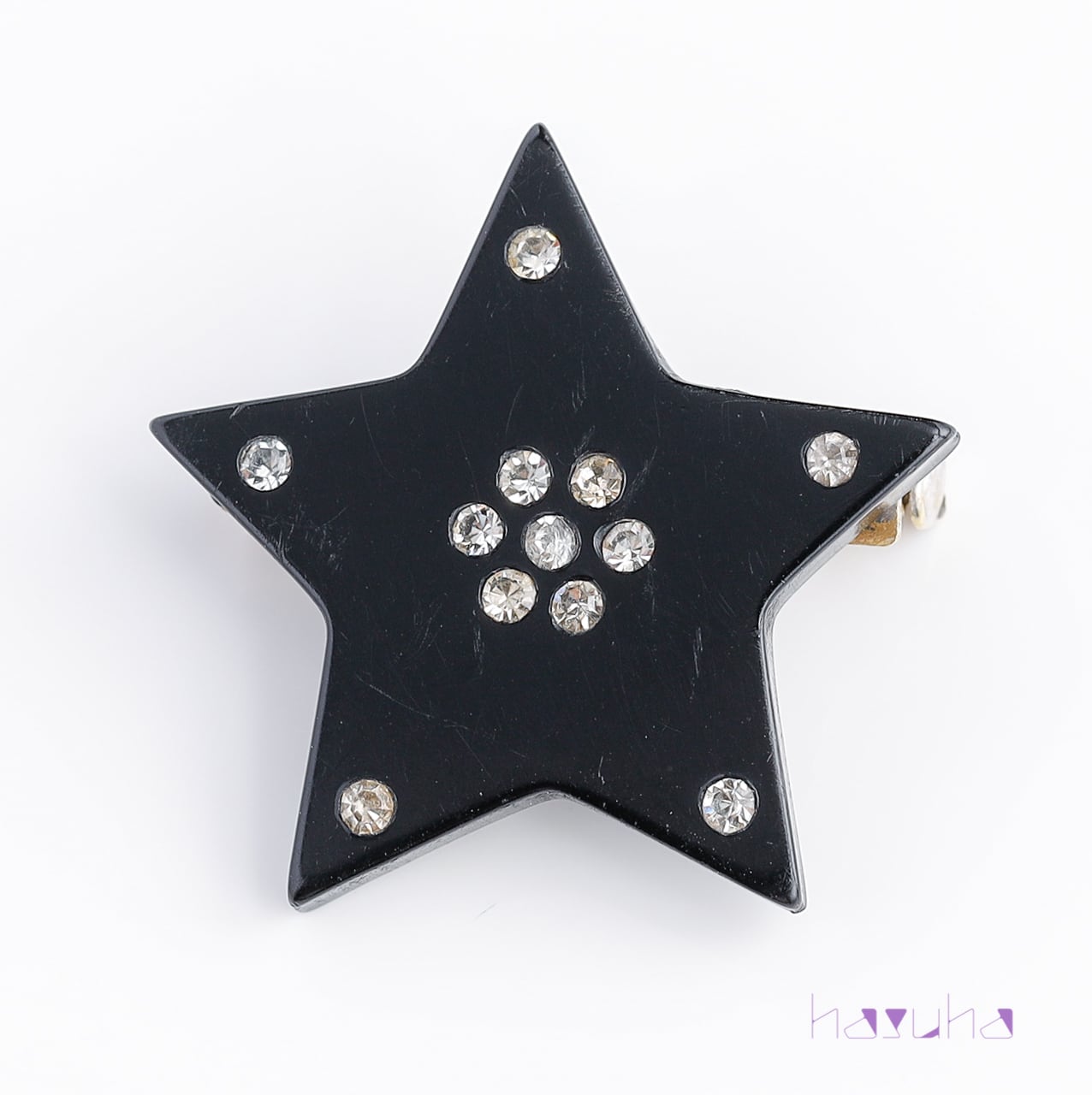 ヴィンテージ プラスチック ラインストーン スターブローチ | ハスハ