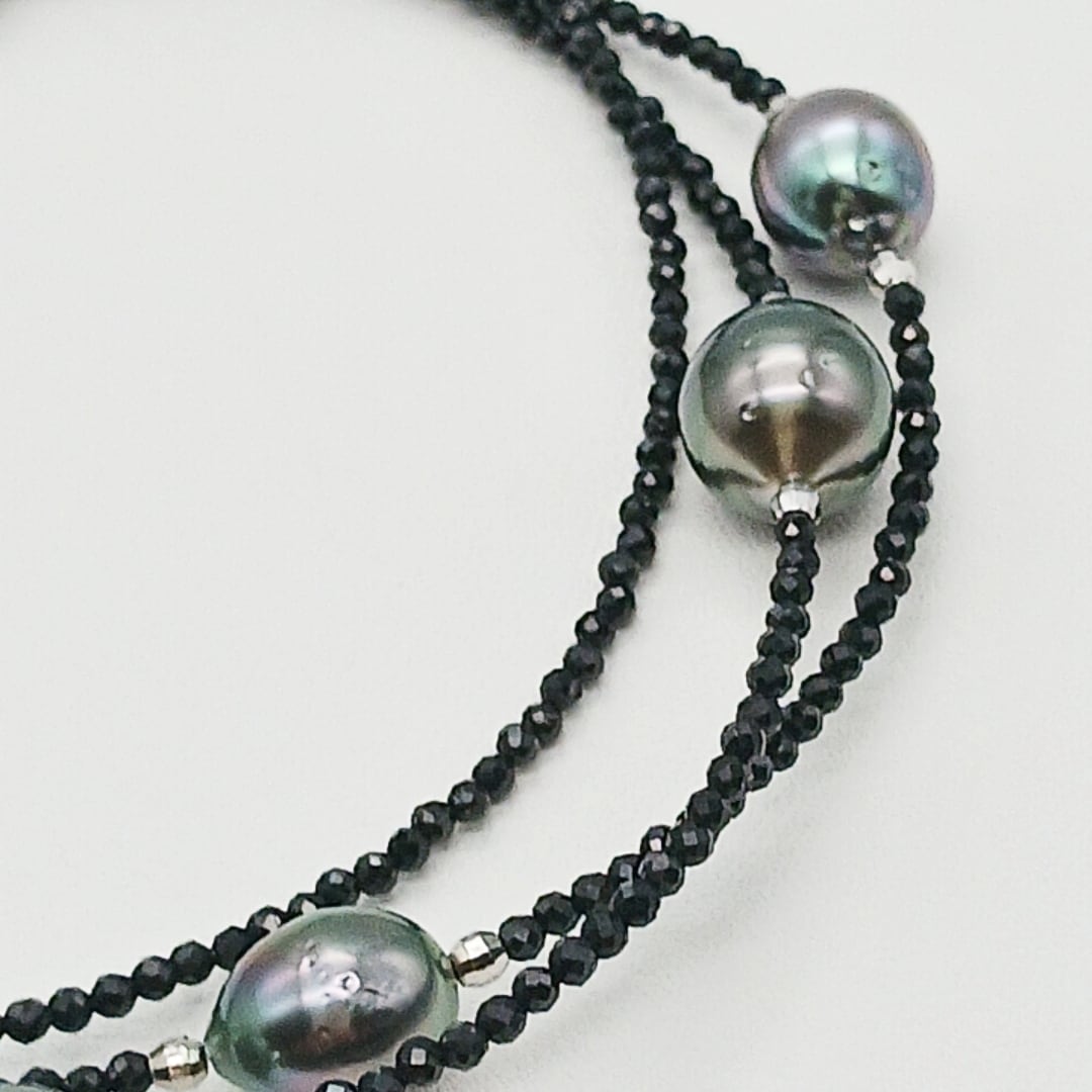 南洋黒蝶真珠入りデザインネックレス・長さ約82センチ（商品番号13