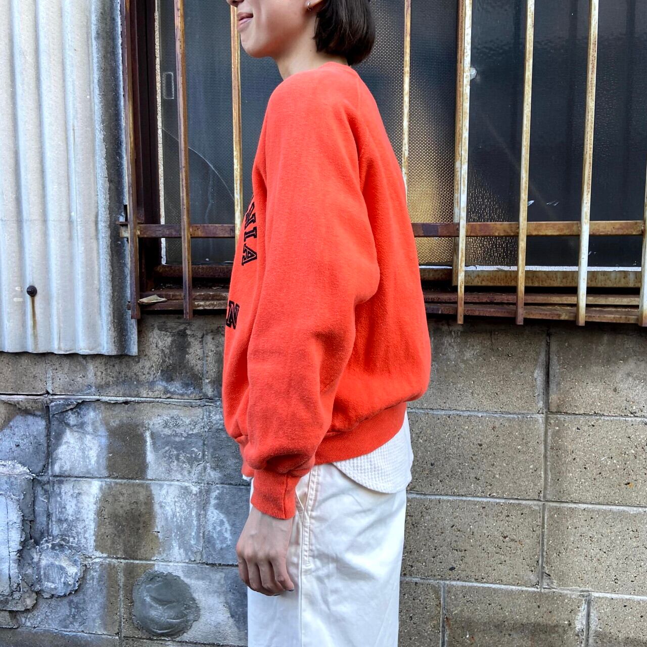 USA製 60年代 WESLEYAN カレッジ フロッキープリント スウェット