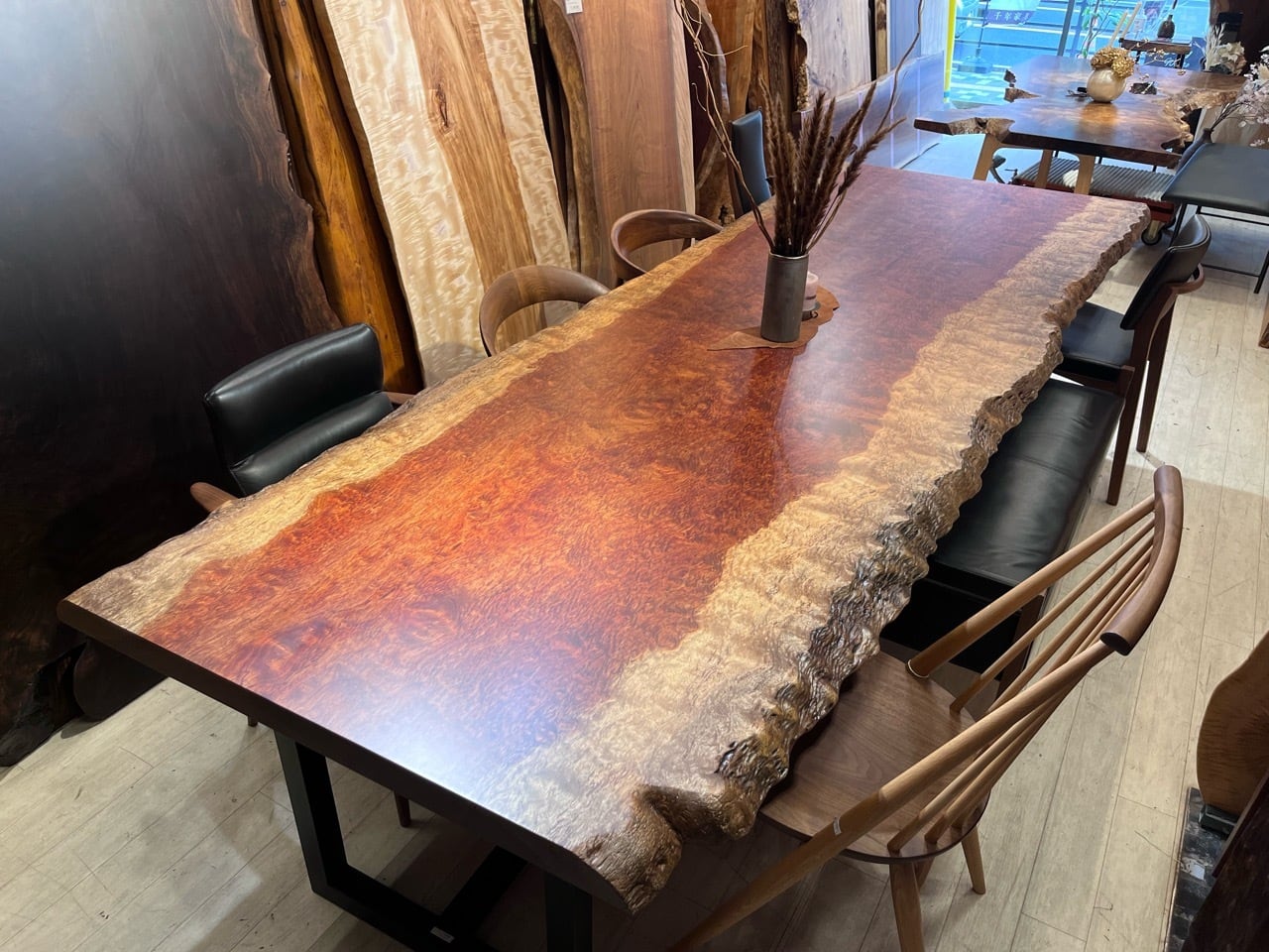 Premium】ブビンガ_3150×1090-1000-870×55_青山店_テーブル天板/一枚板