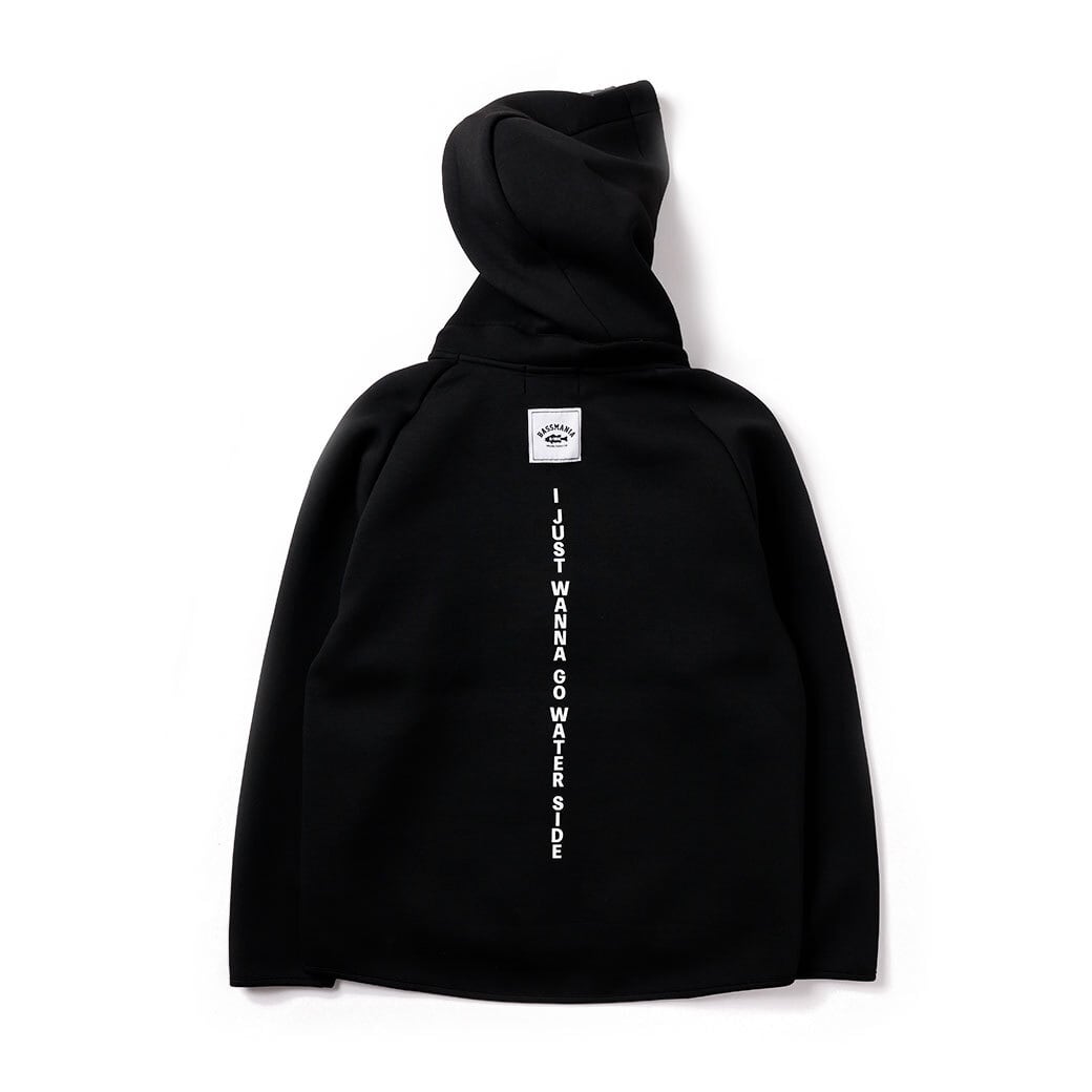 アーチロゴ刺繍ダンボールニットZIPパーカー［BLK］ | bassmania.jp