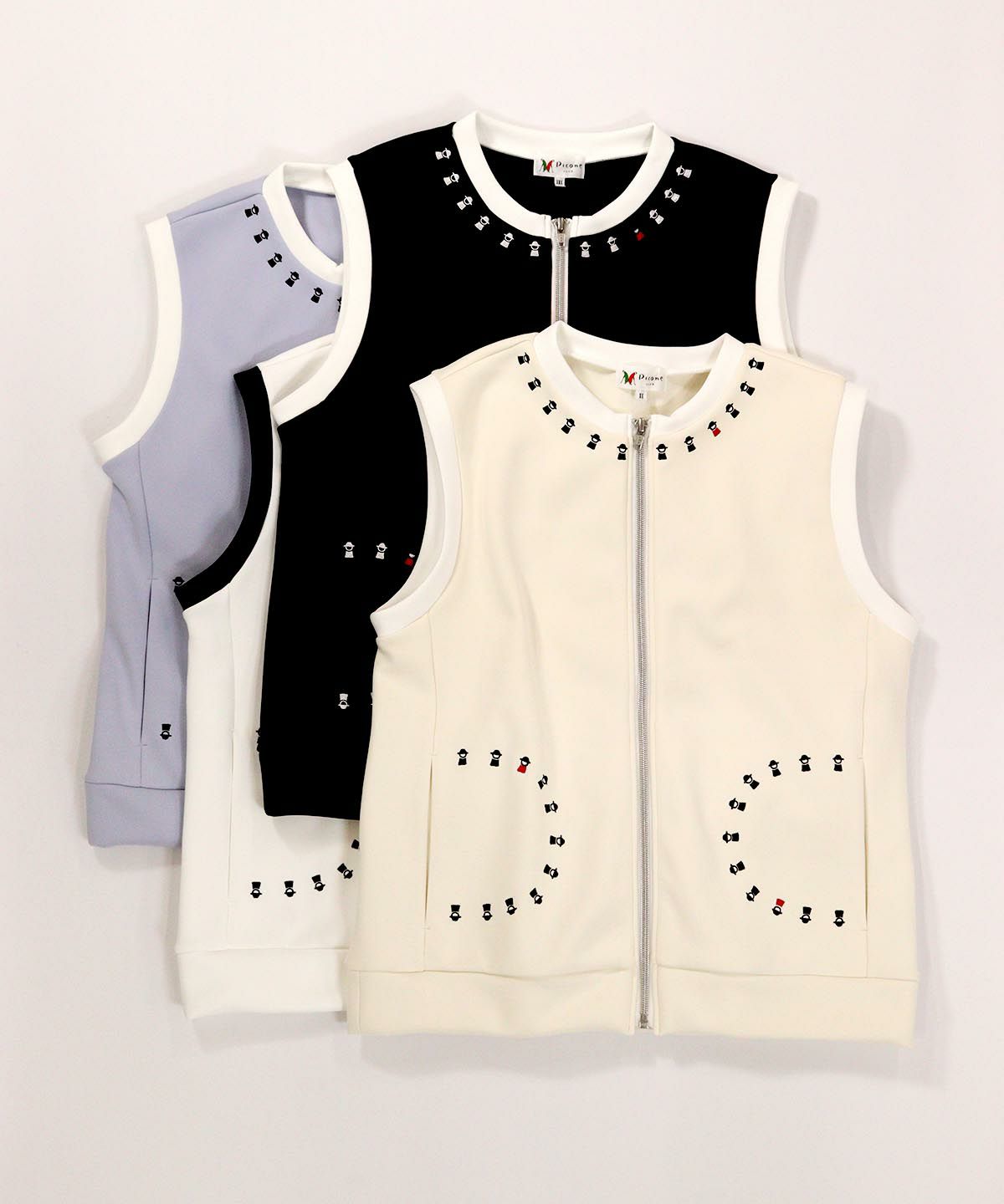 ピコライン刺繍ジップベスト|ピッコーネクラブ-アウトレット- - ゴルフ