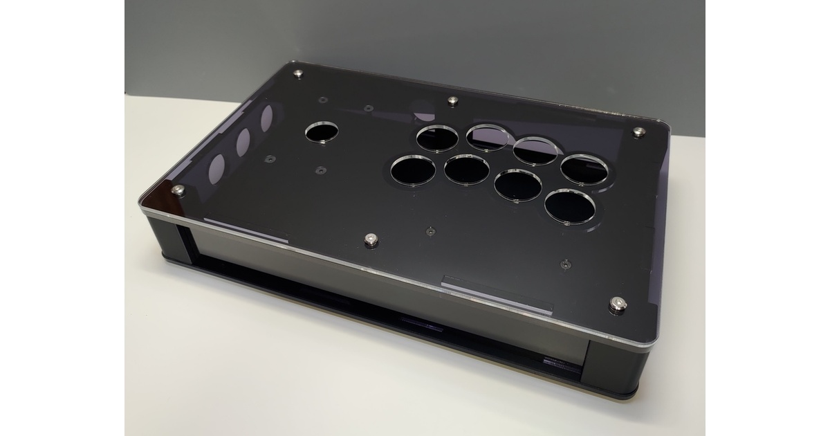 受注生産コンパクトアケコンケース(中サイズ)マウンター付き - くろ