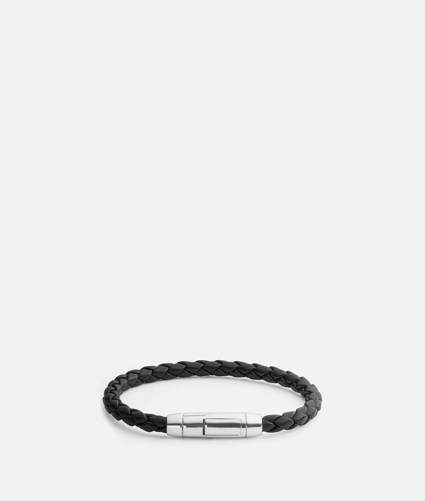 Men's Braid Leather Bracelet in Black | Bottega Veneta US