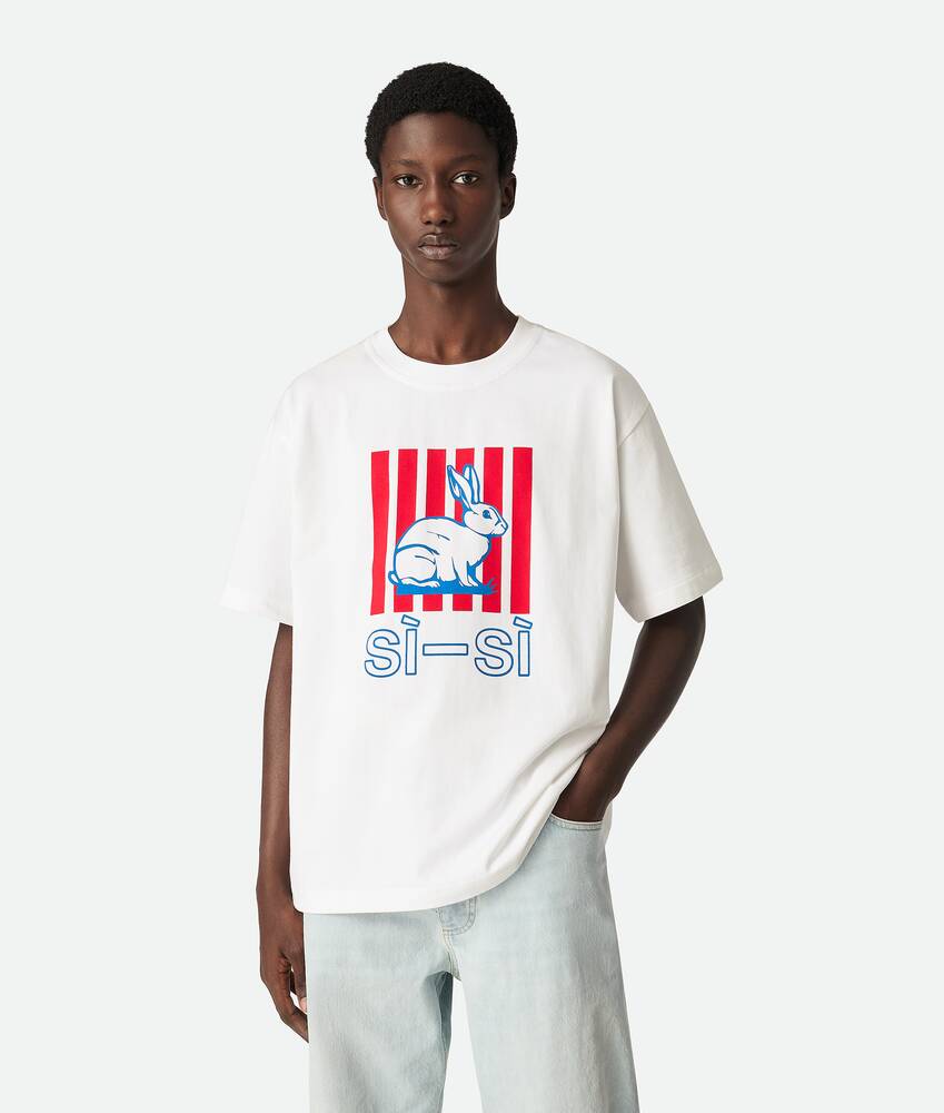 Men's Cotton Printed Jersey T-Shirt in White | Bottega Veneta US