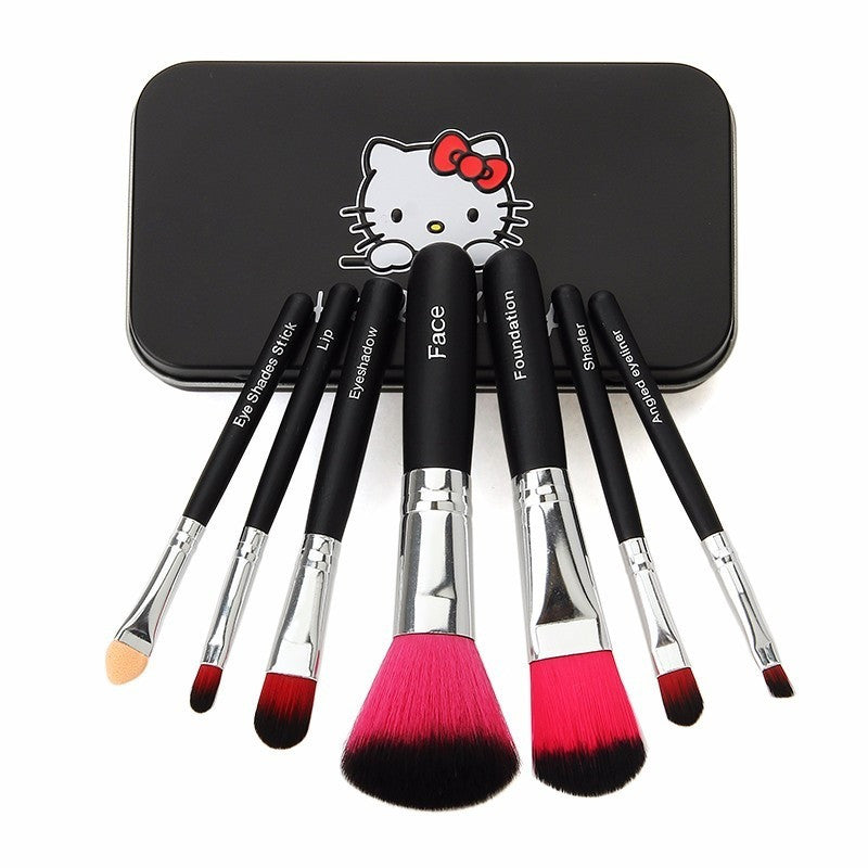 ☆Hello Kitty Makeup Brush Set 7 PCs ☆ Black or Pink Cute Kitty
