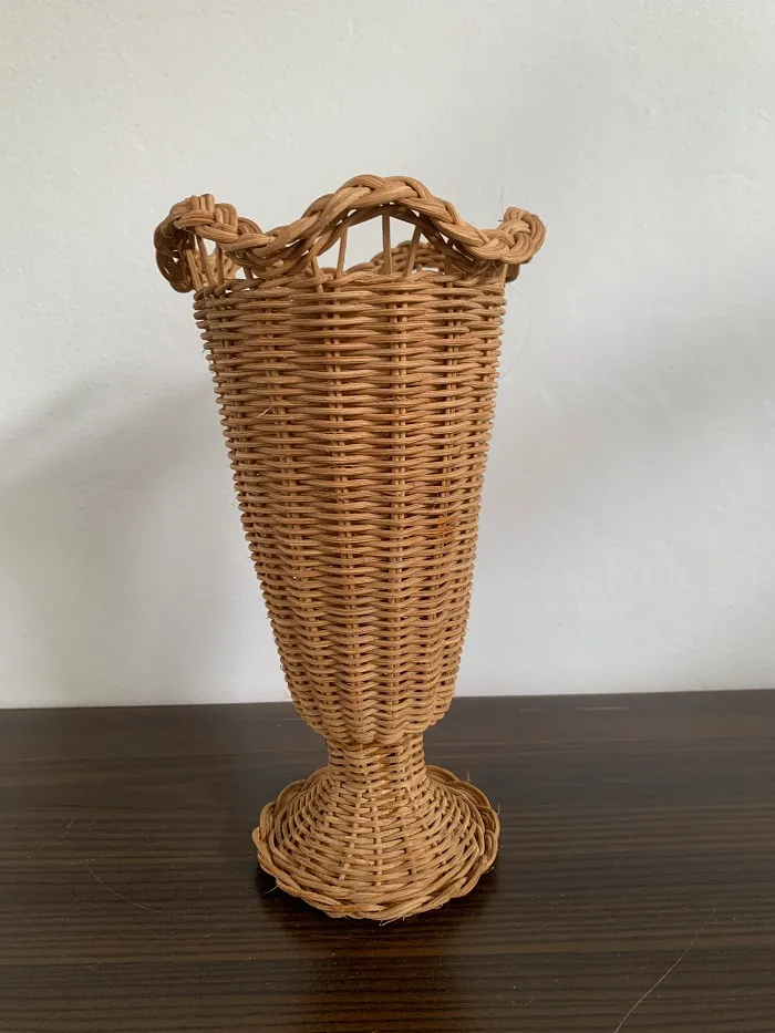 フランス 70s ラタン 籐 花瓶 フラワーベース ヴィンテージ | Blue