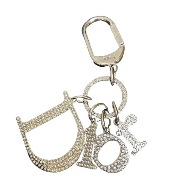 クリスチャンディオール キーリング ロゴ ラインストーン シルバー