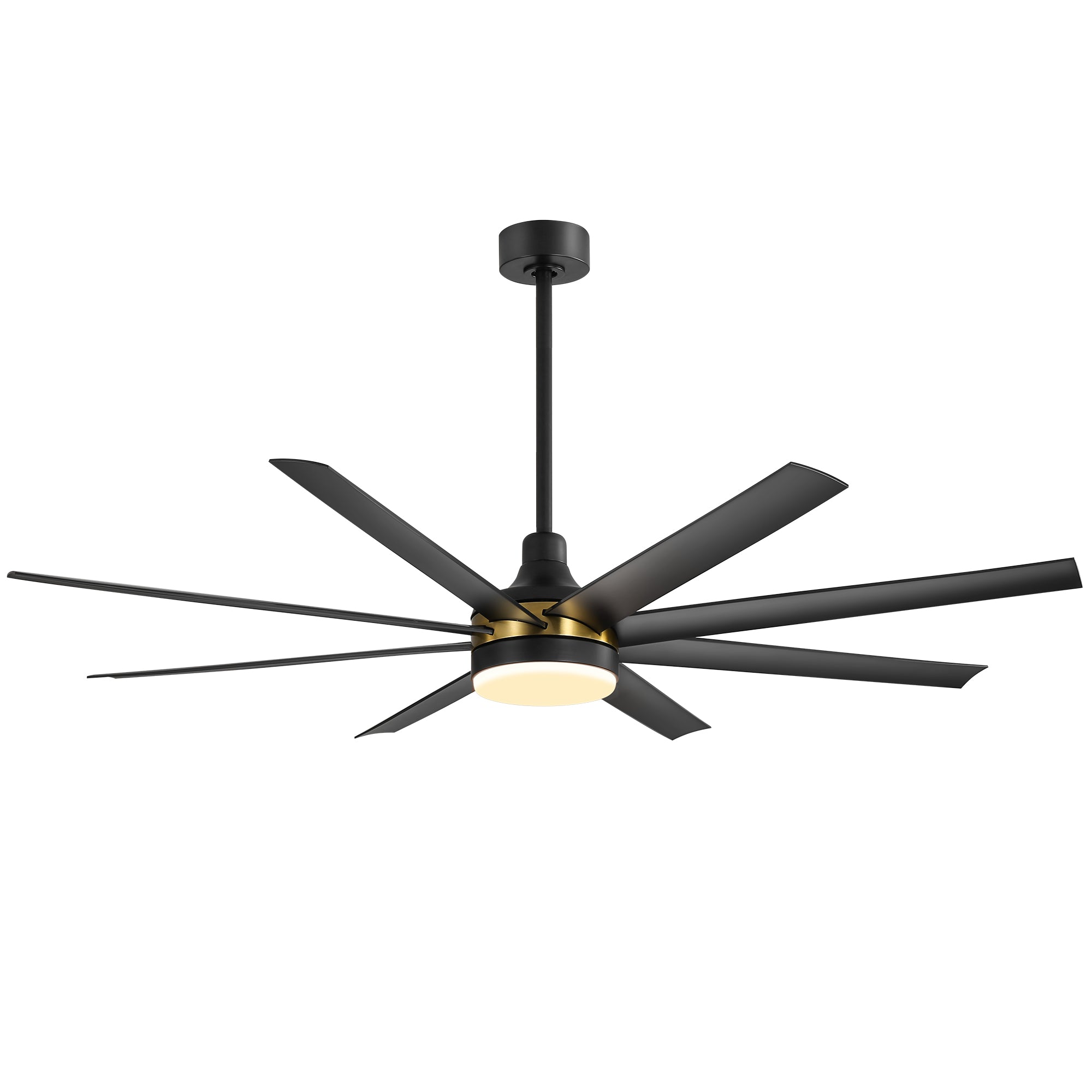 65-Inch BlackGold Industrial Ceiling Fan with Light and Remote, 8