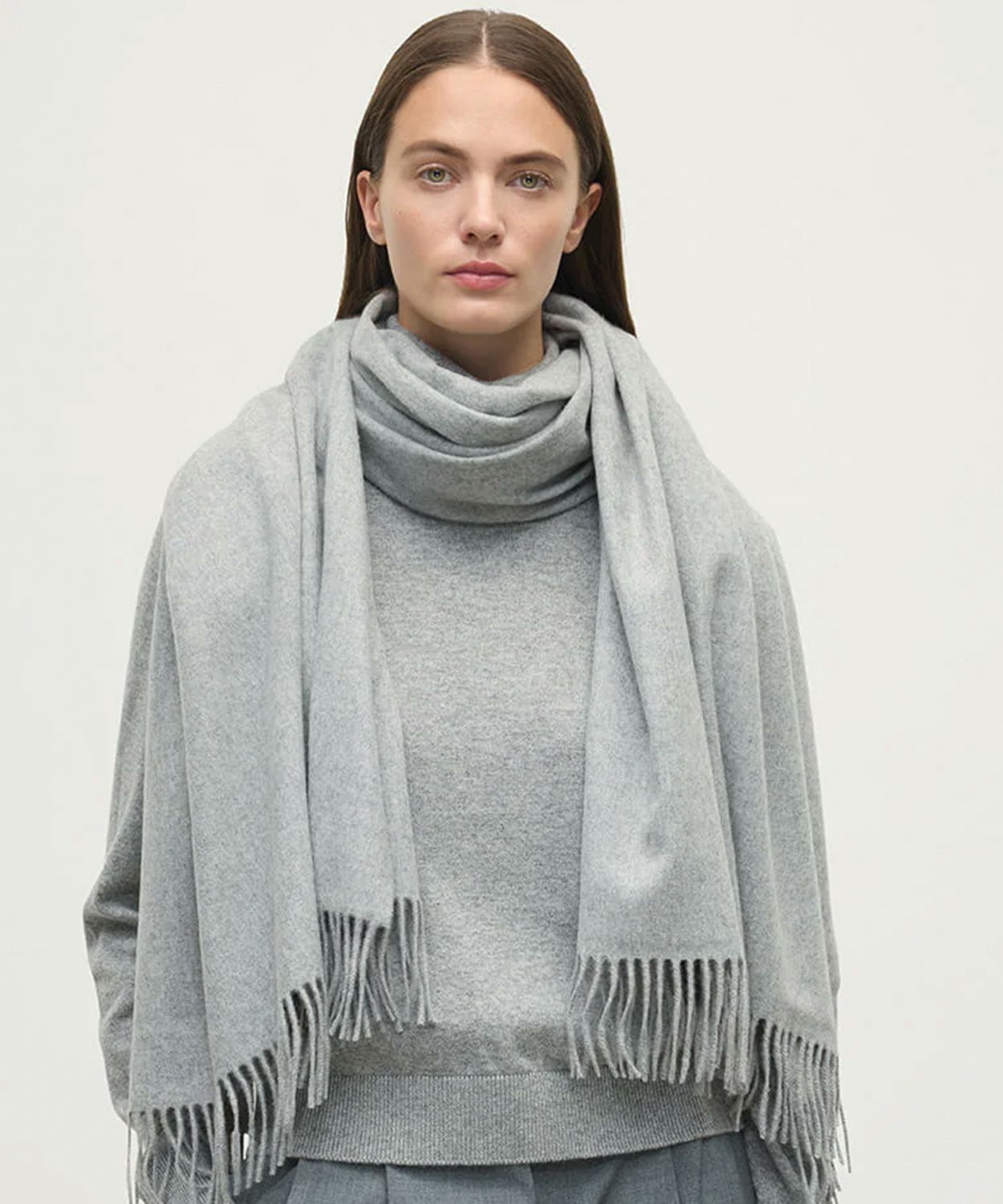 ジョンストンズ 大判 カシミア ストール モンゴリアングレー