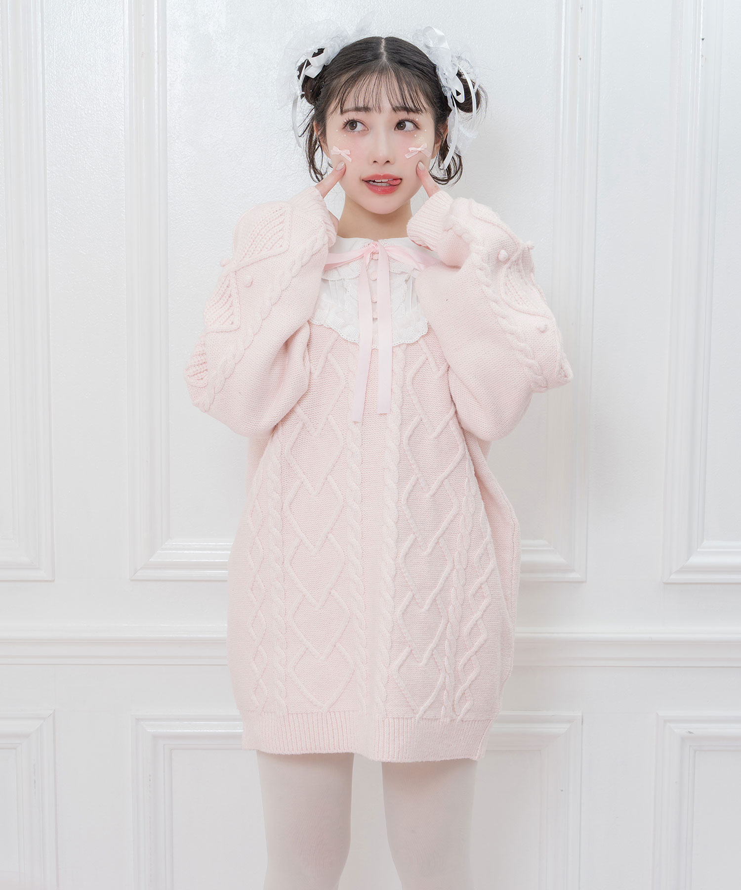 コットンレース配色ニットワンピース – BUNNY APARTMENT