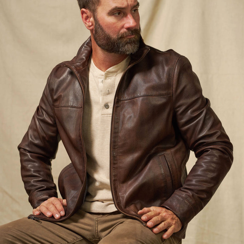 Men's Leather Flight Jacket (Brown) | Buffalo Jackson