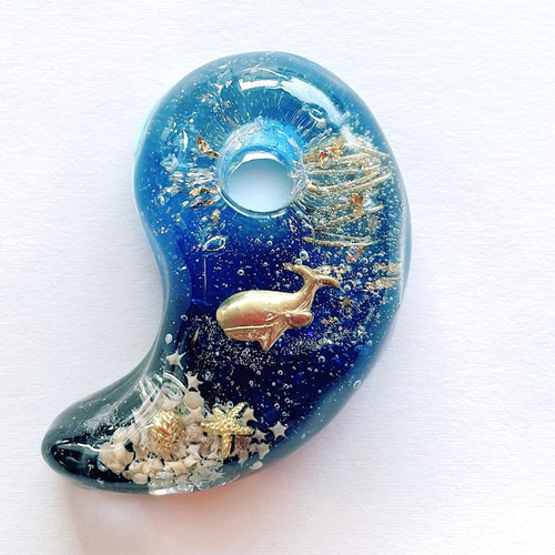 勾玉オルゴナイト【 sea 】 [ネックレス][ペンダント][ハンドメイド