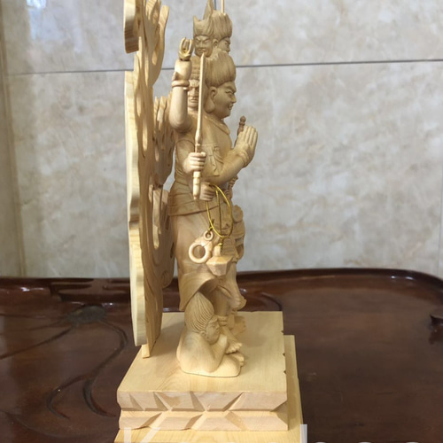 最高級 木彫仏像 大元帥明王立像 一刀彫 天然木檜材 彫刻 仏教工芸