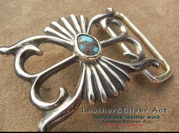 ターコイズバックルハインデアンジュエリーハドメイドシルバーバックル