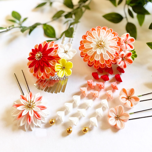 上質な髪飾りで豊かなハレの日を～ 七五三髪飾り7歳様向け 白・ピンク