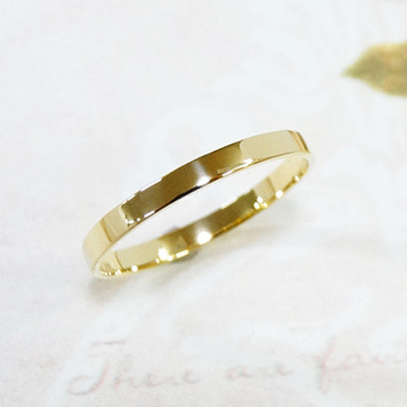 K18 鍛造 平打ち 2mm リング 18金 イエロー ピンク ホワイト マット
