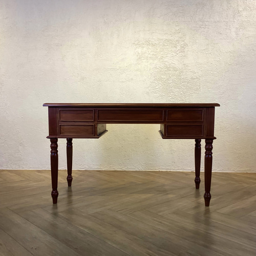 英国アンティーク調 マホガニー無垢 デスク テーブル 書斎机 作業机