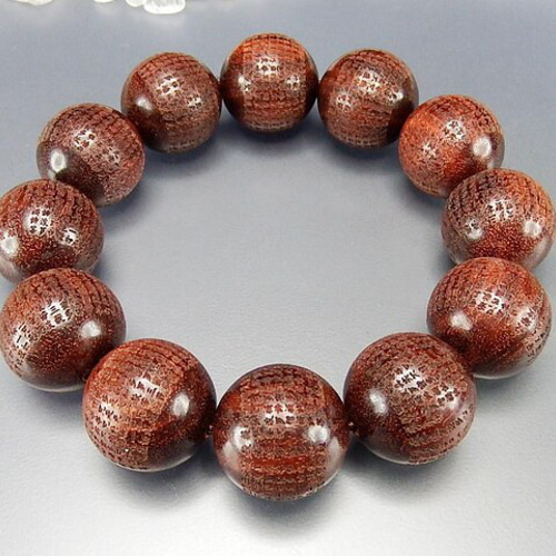 般若心経小文字精工素彫り檀木大玉約20mm玉木製数珠ブレスレット文字が