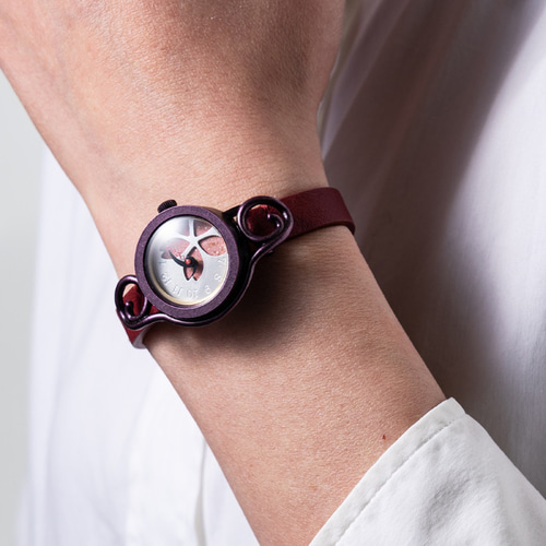 花模様」手作り時計／文字盤2色／ベルトカラー6色 名入れ可 腕時計