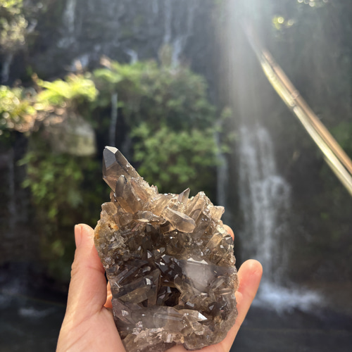 スモーキークォーツクラスター☆4341g☆11.4cm！☆瀧川神社にて浄化