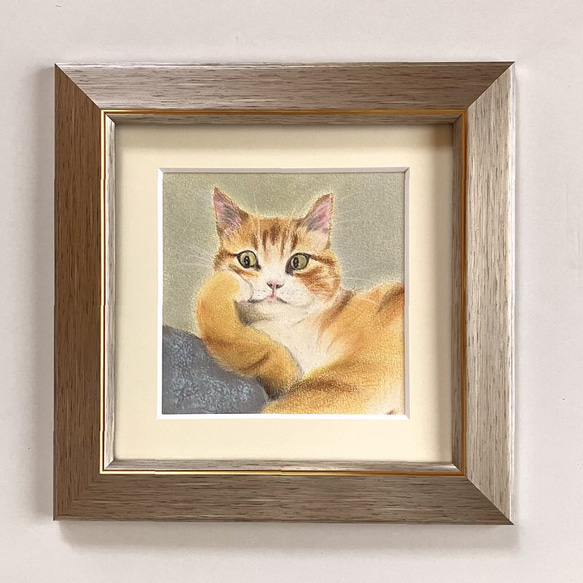 考え中（パステル画 原画）額装込み 絵画 にゃんずら 通販 17625108