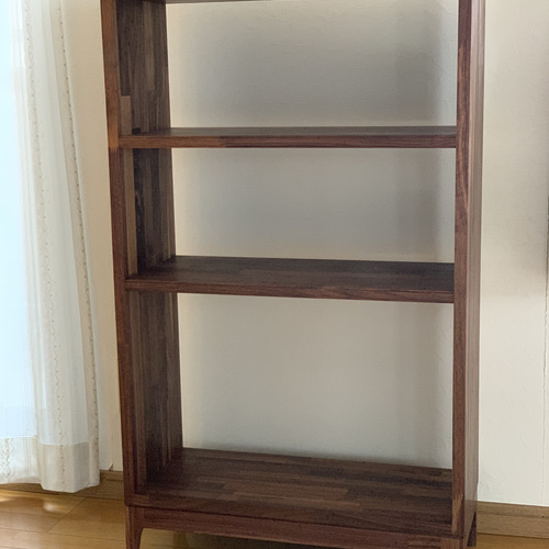 ウォルナット】脚付き3段カフェラック アンティーク 本棚 ブックラック