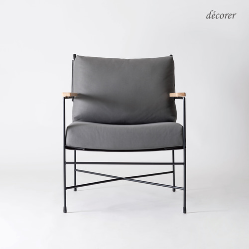 レザーライクラウンジチェア [ 1人掛け : 2色 ] 1Pソファ 1人用 黒