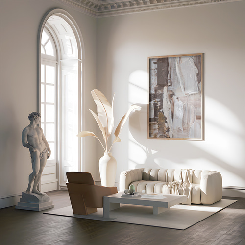 アートポスター 抽象画 テクスチャーアート ブラウン ホワイト 北欧