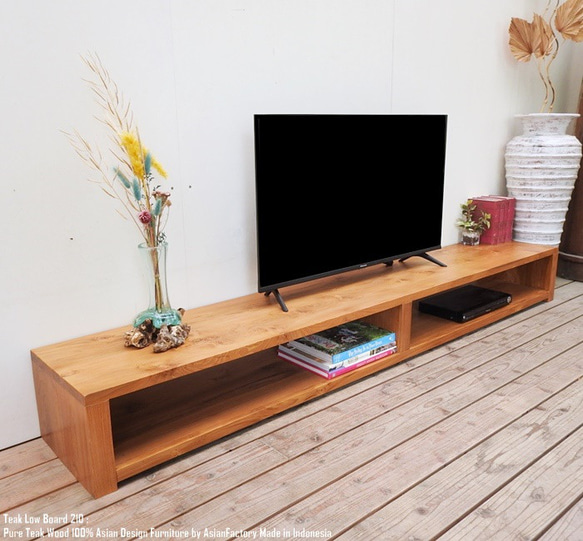 超低い！チーク無垢材 テレビ台 210cm SLNA ローボード ナチュラル TV