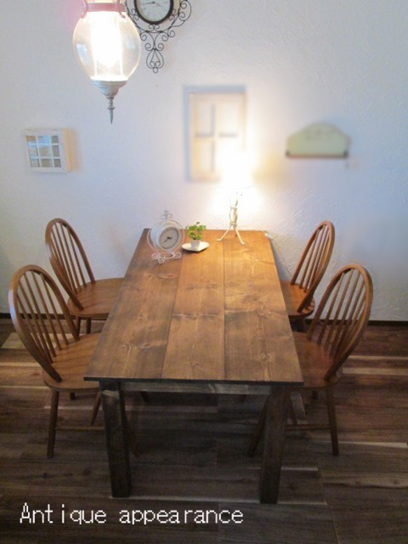 限定1台木製 横1500×奥行700 アンティーク風テーブル 木足 ダイニング