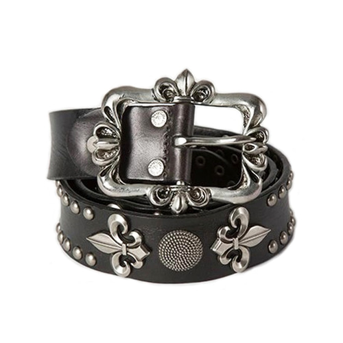 本革 (牛革) スタッズベルト メンズベルト (ブラック) 小物