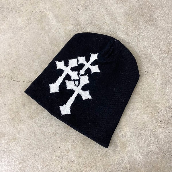 即納【2025新作】クロスビーニー ニット帽 ニットキャップ 十字架 帽子