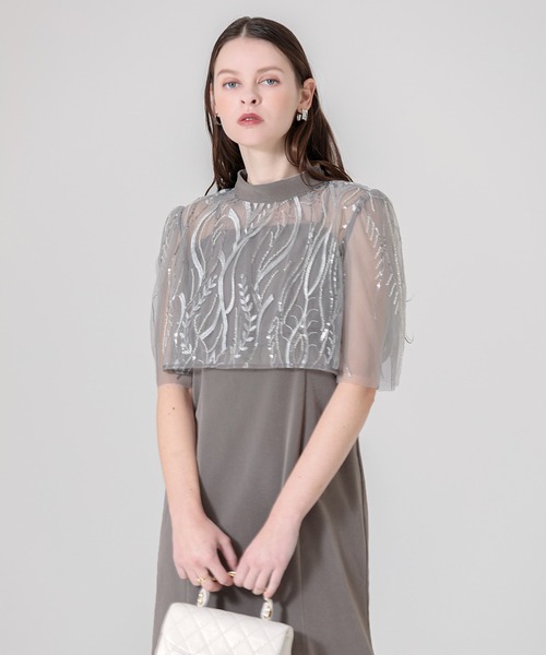 セール】【LEJA】ケープ風スパンコール刺繍ボレロマーメイドキャミ