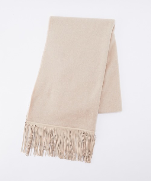 アソースメレベビーキャメル大判グレージュ フリンジ付 ASAUCE MELER