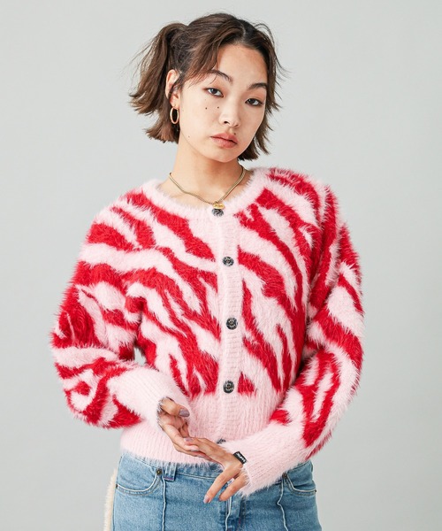 X-girl（エックスガール）の「ZEBRA 2WAY KNIT CARDIGAN（ニット