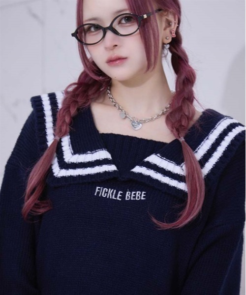 FickleBebe（フィクルベベ）の「FBセーラーカラーニット（ニット